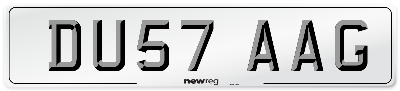 DU57 AAG Number Plate from New Reg